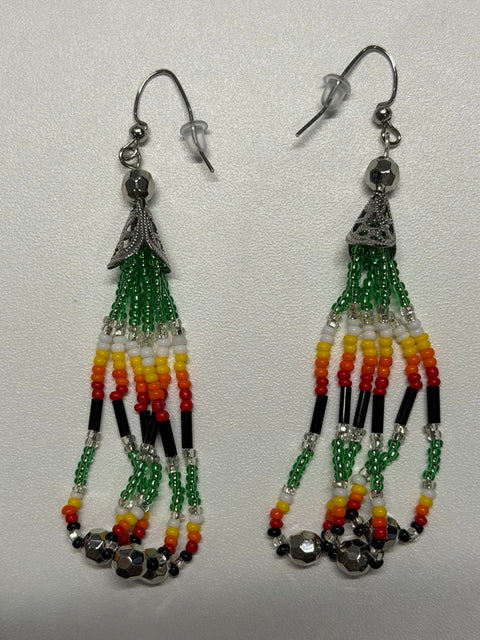 Medicine Wheel Accent Fringe Scoop Earrings (4")