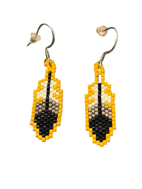 Beaded Feather Earrings – (1")