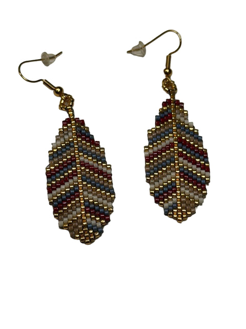 Beaded Feather Earrings – Autumn & Amethyst Series
