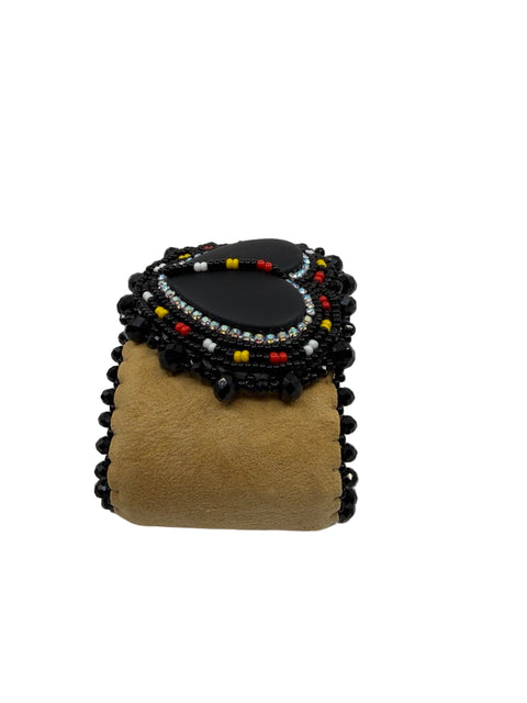 Black Heart Beaded Set — Lanyard, Cuff & Earrings