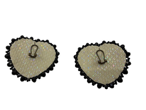 Black Heart Beaded Set — Lanyard, Cuff & Earrings