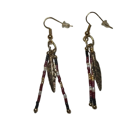 Handmade Resin & Beaded Feather Earrings