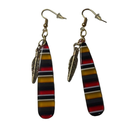 Handmade Resin & Beaded Feather Earrings