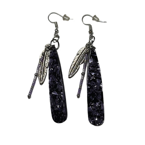Handmade Resin & Beaded Feather Earrings