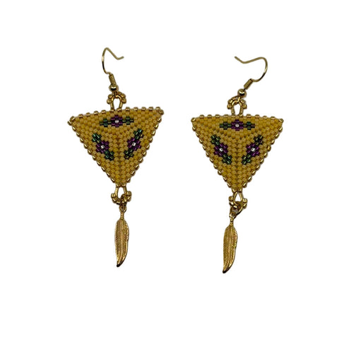 Triangle Beaded Earrings – Delica Beads & 18K Gold-Plated Hooks
