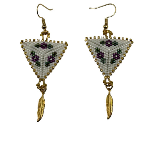 Triangle Beaded Earrings – Delica Beads & 18K Gold-Plated Hooks
