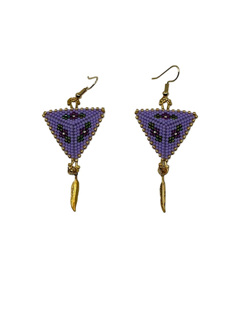 Triangle Beaded Earrings – Delica Beads & 18K Gold-Plated Hooks