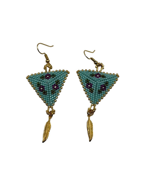 Triangle Beaded Earrings – Delica Beads & 18K Gold-Plated Hooks