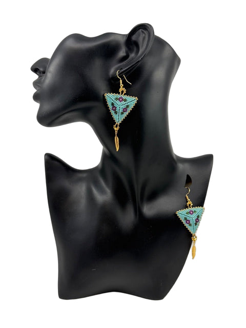 Triangle Beaded Earrings – Delica Beads & 18K Gold-Plated Hooks