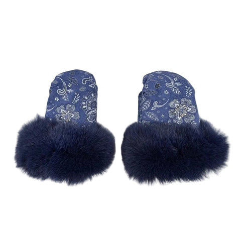 Handmade Leather Mittens with Fox Fur Trim