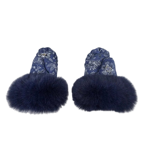 Handmade Leather Mittens with Fox Fur Trim