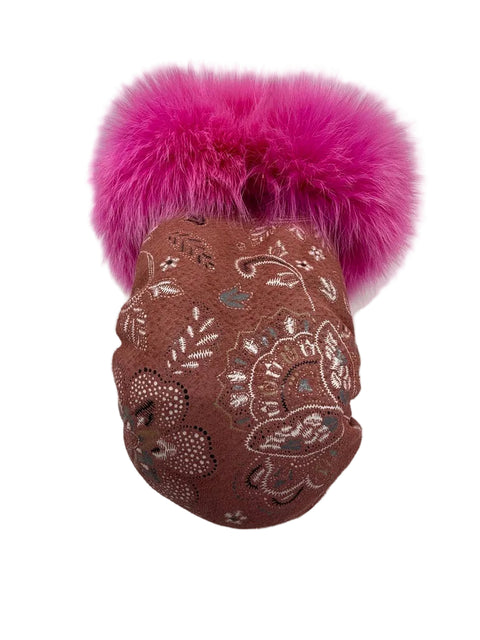 Handmade Leather Mittens with Fox Fur Trim