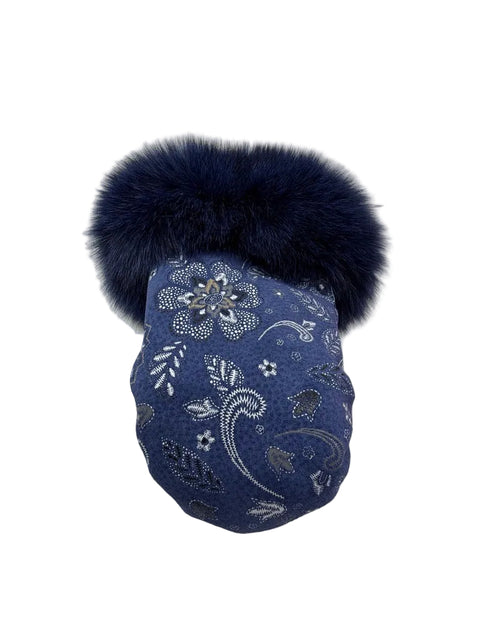 Handmade Leather Mittens with Fox Fur Trim