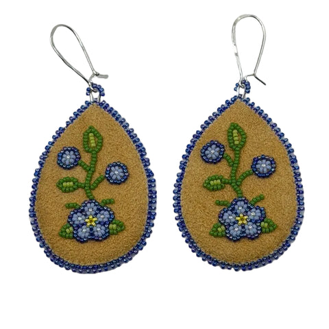 Nuuhkum Uunibiimsh Beaded Moosehide Earrings (“My Grandmother’s Flowers”)