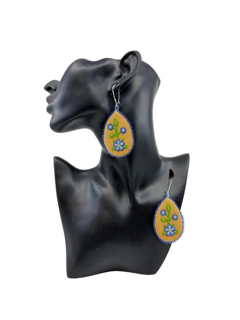 Nuuhkum Uunibiimsh Beaded Moosehide Earrings (“My Grandmother’s Flowers”)