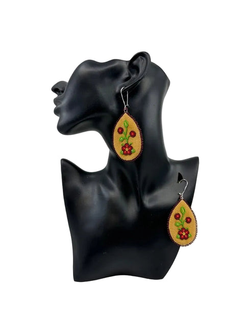 Nuuhkum Uunibiimsh Beaded Moosehide Earrings (“My Grandmother’s Flowers”)