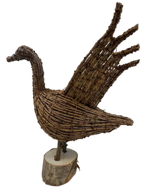 Handcrafted Open-Wing Tamarack Decoy (Birch Base)