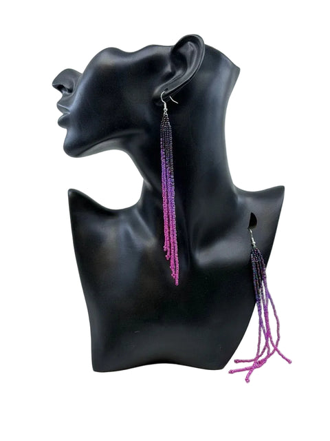 Ombre Fringe Beaded Earrings