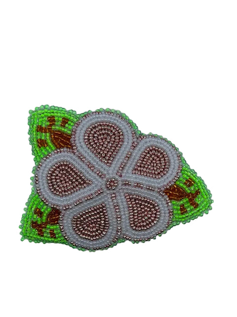 BEADED FLORAL PIN – COWHIDE