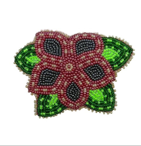 BEADED FLORAL PIN – COWHIDE