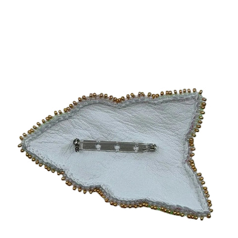 BEADED FLORAL PIN – COWHIDE