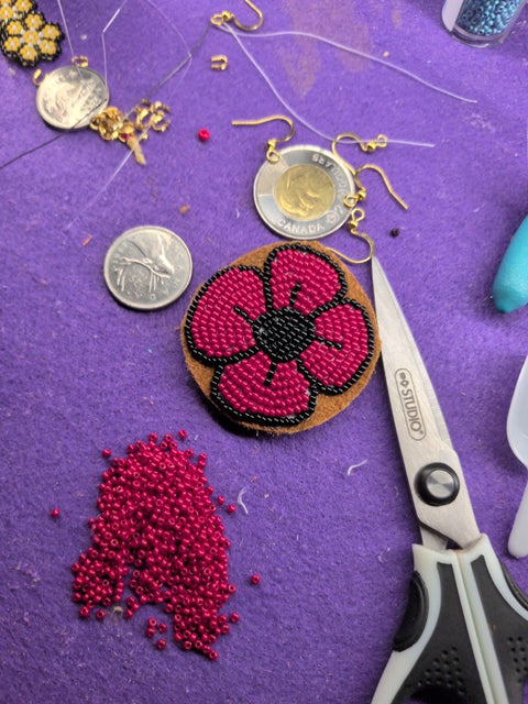 Beaded Poppy Pin
