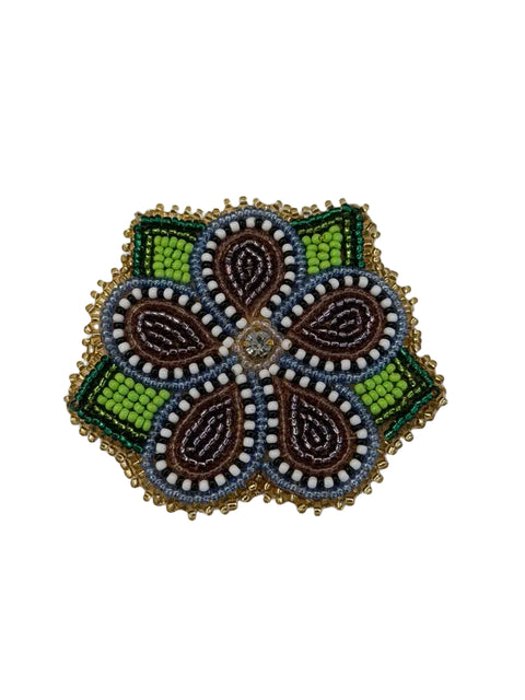 Handcrafted Beaded Moosehide Brooches by Amy