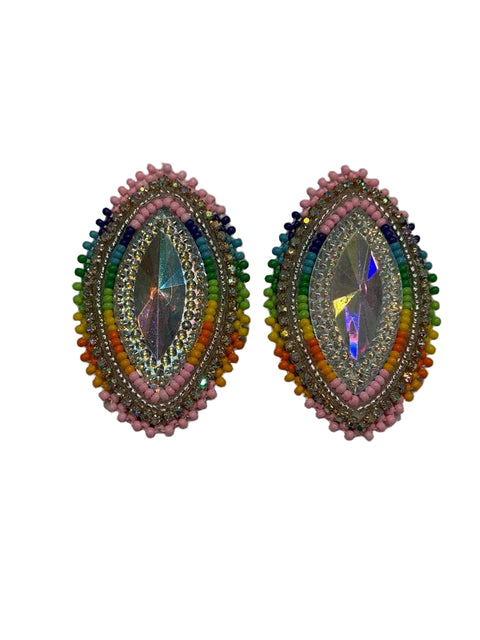 Rainbow Crystal Beaded Earrings by Amy