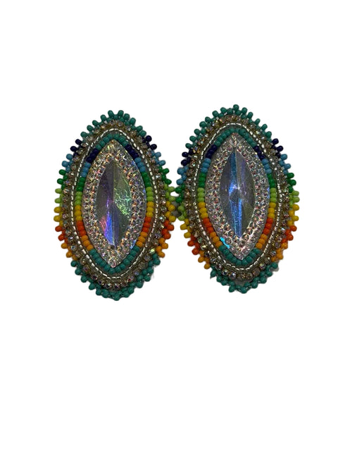 Rainbow Crystal Beaded Earrings by Amy