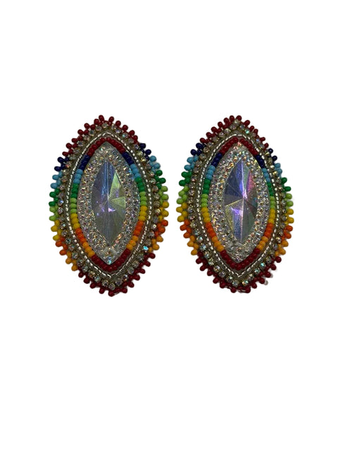 Rainbow Crystal Beaded Earrings by Amy