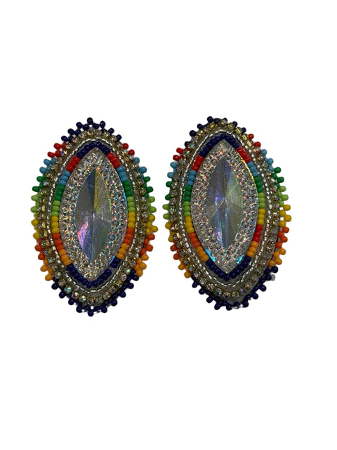 Rainbow Crystal Beaded Earrings by Amy