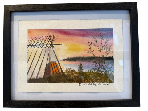 Morning at the Camp – Original Watercolour (10" × 7")