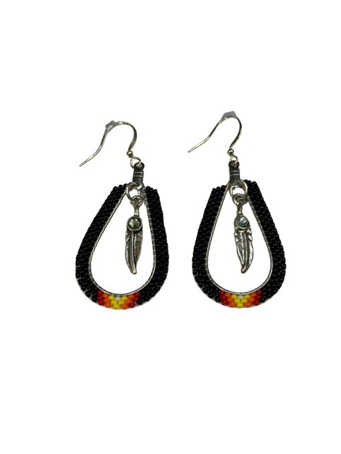 Beaded Feather Earrings – Medicine Wheel Collection