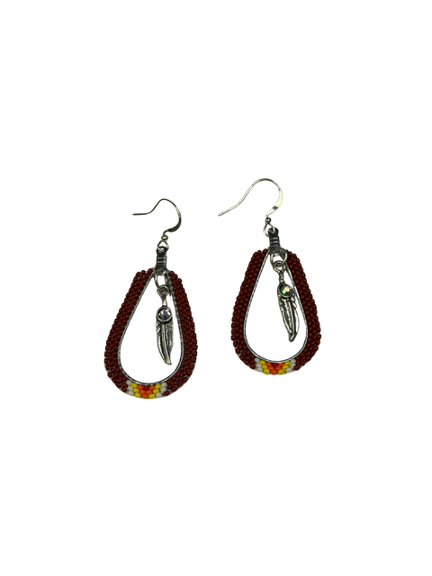 Beaded Feather Earrings – Medicine Wheel Collection