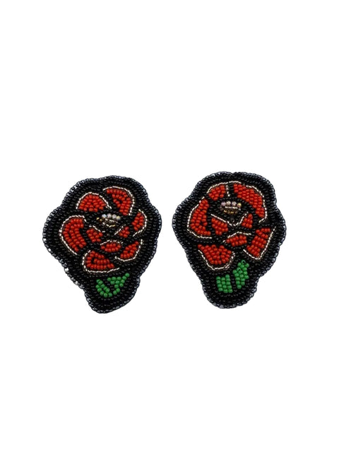 Handcrafted Beaded Rose Earrings