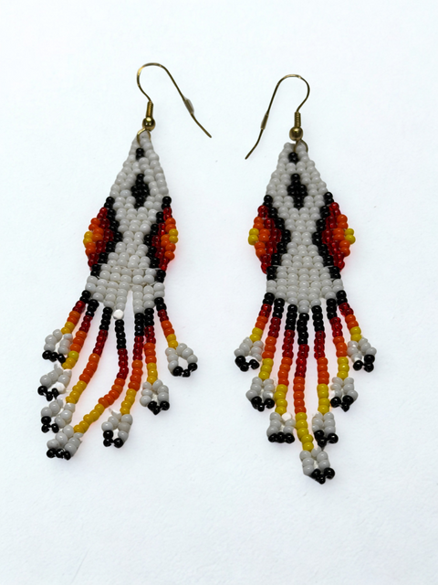 4” Medicine Wheel Accent Fringe Earrings