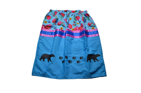 Light Blue Floral Ribbon Skirt with Bears & Bear Paws