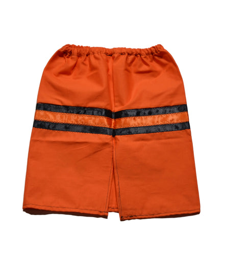 RIBBON SKIRT JANET GREGOIRE ORANGE/EVERY CHILD MATTERS/FEATHERS HANDS/RIBBONS BLACK ORANGE/BACK OPEN 7"