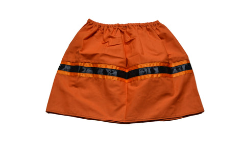 RIBBON SKIRT JANET GREGOIRE ORANGE/EVERY CHILD MATTERS/FEATHERS HANDS/RIBBONS BLACK ORANGE