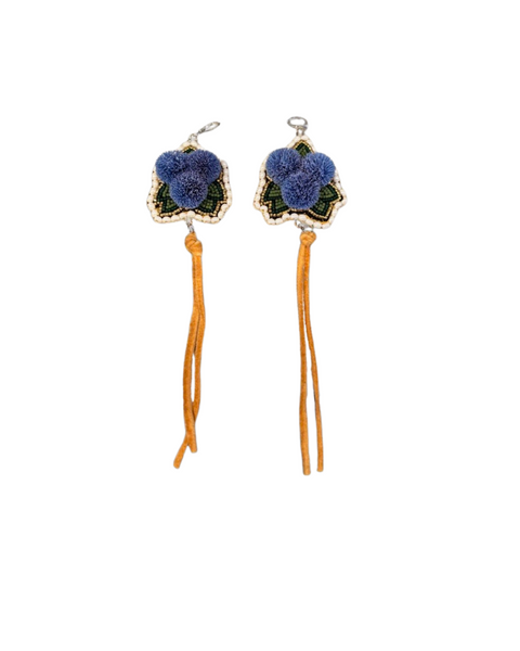 Blueberry Tufted Earrings with Moose Hide Back