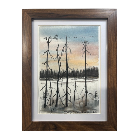 Winter scenery with Drywood  - 7" X 9" - Watercolor on Paper