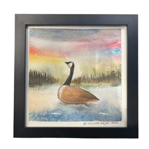 Cedar Decoy on Snow 9"X9" - Watercolor on Paper