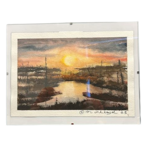 Sunset on Billy Diamond Highway 8.5"X11" - Watercolor on Paper