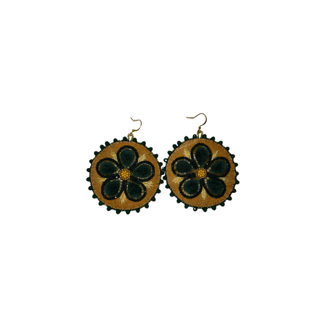 Tufted Moosehide Floral Earrings