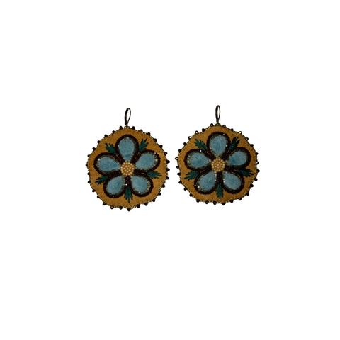 Tufted Moosehide Floral Earrings