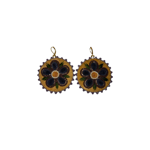 Tufted Moosehide Floral Earrings