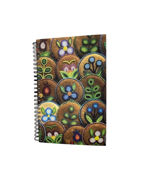 Beaded Floral Art Notebook – 8.5" x 5.5" Spiral Bound