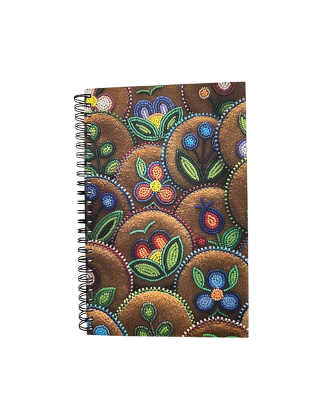 Beaded Floral Art Notebook – 8.5" x 5.5" Spiral Bound