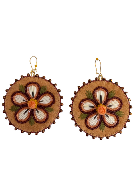 Tufted Moosehide Floral Earrings