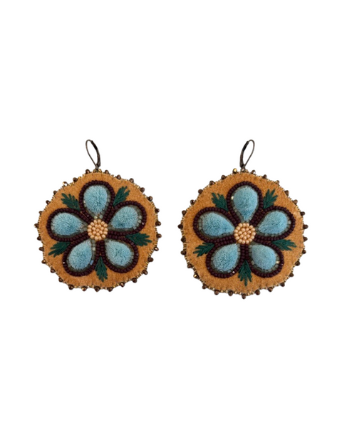 Tufted Moosehide Floral Earrings